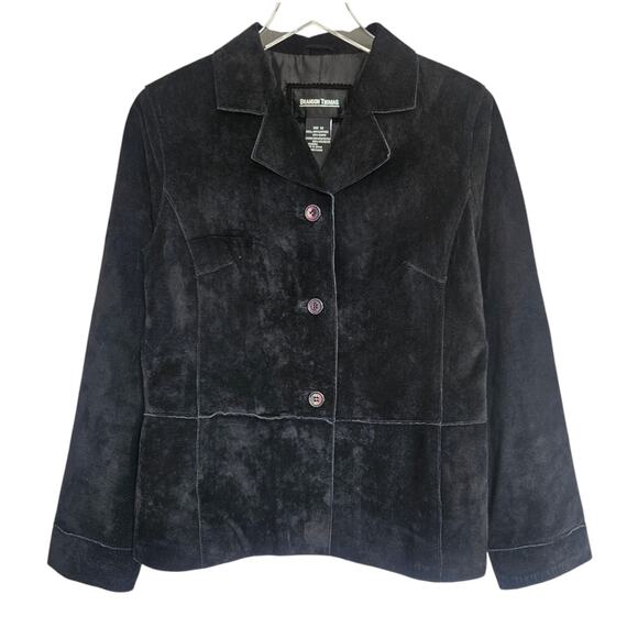 Brandon Thomas Black Suede Jacket Barn Coat Size M Genuine Leather Retro - Picture 8 of 9